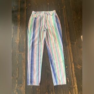 BDG Jeans Women 27 Multicolor Vertical Stripe High Rise Tapered Ankle